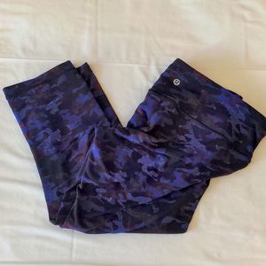 Lululemon size 12 Purple Camo Croped Leggins